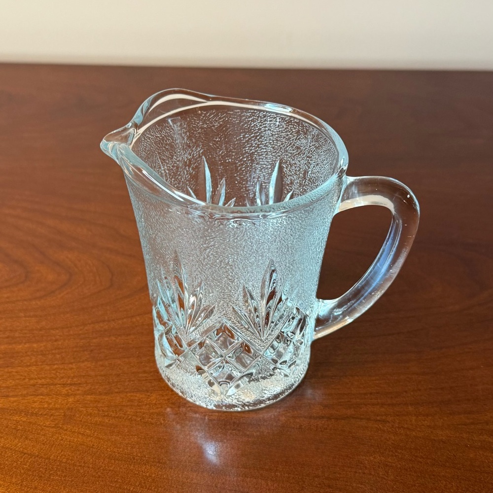Glass Pitcher 12 Oz with Patterned Finish Use for Juice, Creamer, etc